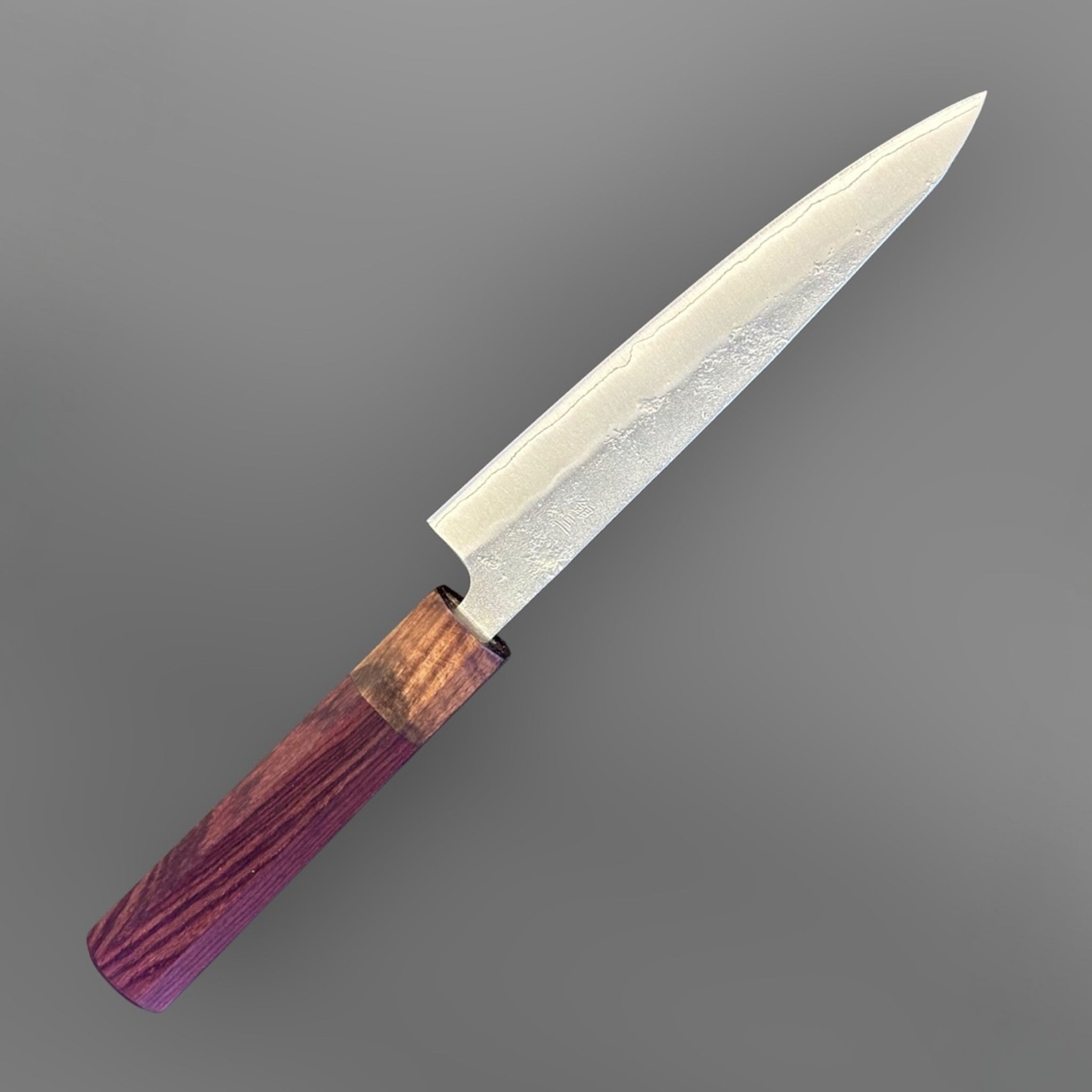 Tokushu Knife Nashiji Ginsan #3 Petty 150 mm with rosewood wa handle, angled full-profile product photo showing the nashiji blade finish and rosewood wa handle.