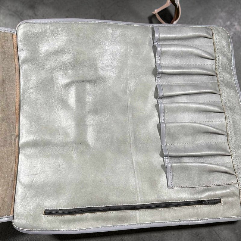 Tokushu Knife Premium Leather Japanese Knife Roll- Grey - Tokushu Knife