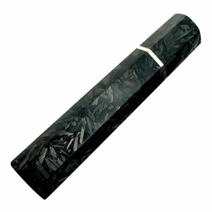 Tokushu Knife Shattered Carbon Wa Handle for 210mm and longer knives on white background.