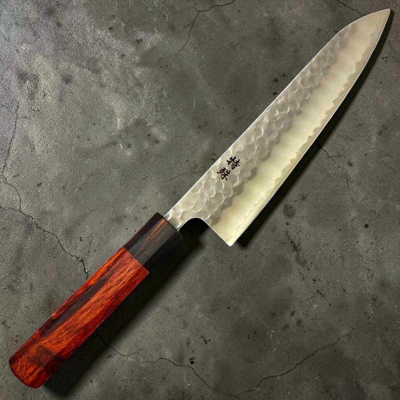 TOKUSHU KNIFE White #2 Stainless Clad Tsuchime Gyuto 210mm with Rosewood wa Handle - Tokushu Knife