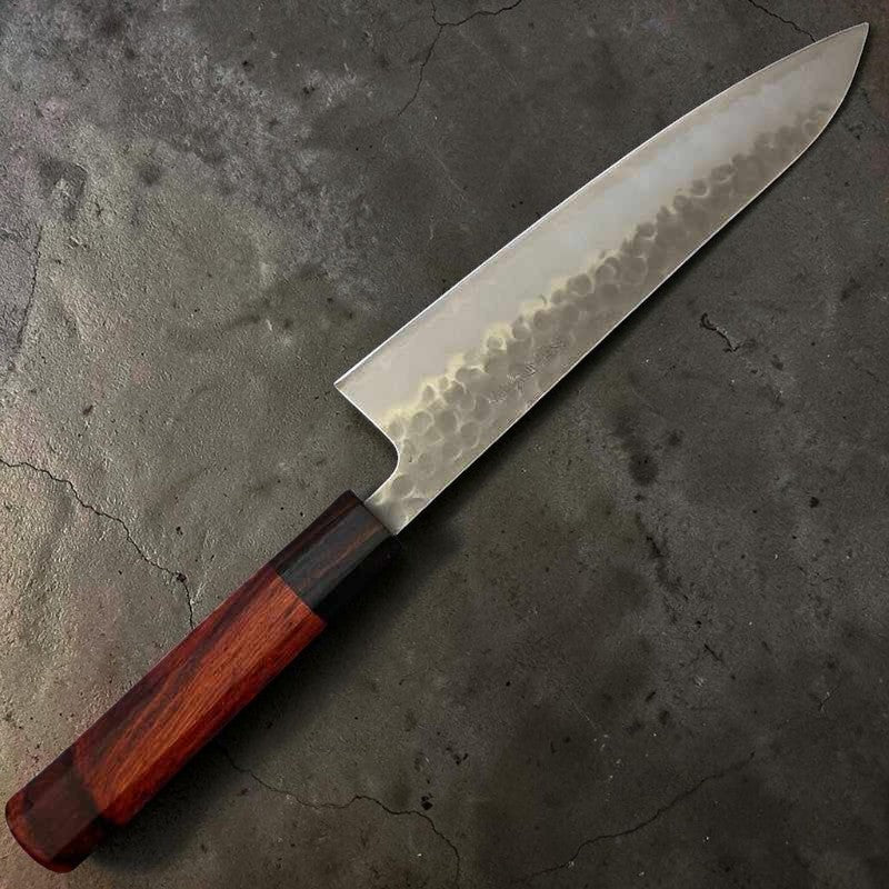 TOKUSHU KNIFE White #2 Stainless Clad Tsuchime Gyuto 210mm with Rosewood wa Handle - Tokushu Knife