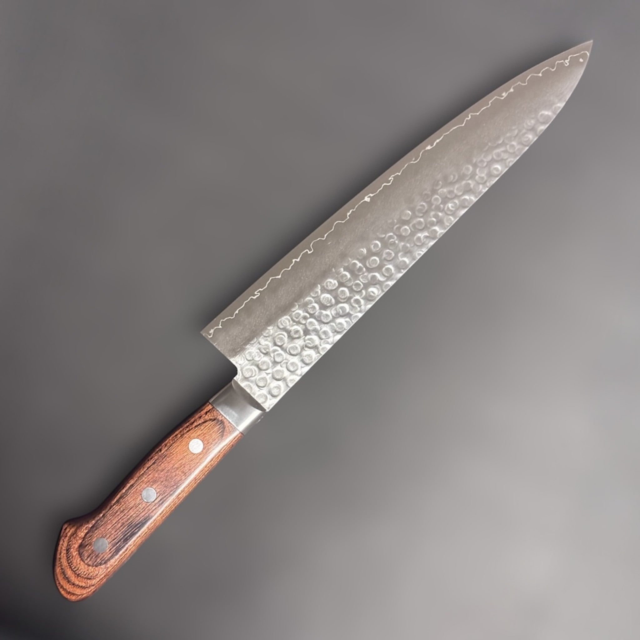 Tsunehisa Swedish Steel Tsuchime Gyuto 240mm with Brown Western Handle