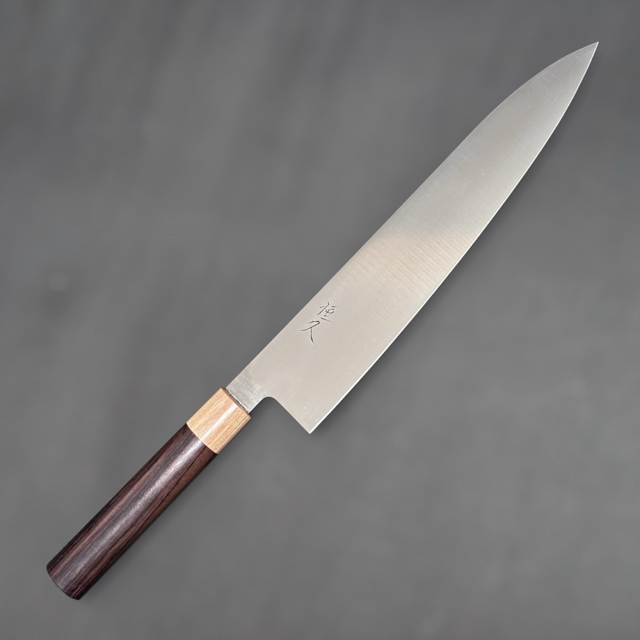 Tsunehisa VG-1 Migaki Gyuto 270 mm Japanese chef knife right side of knife with kanji.