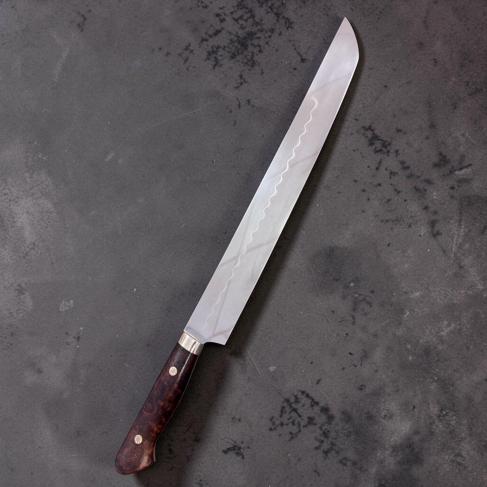 Ikeda Honyaki Sujihiki ironwood yo handle detail
