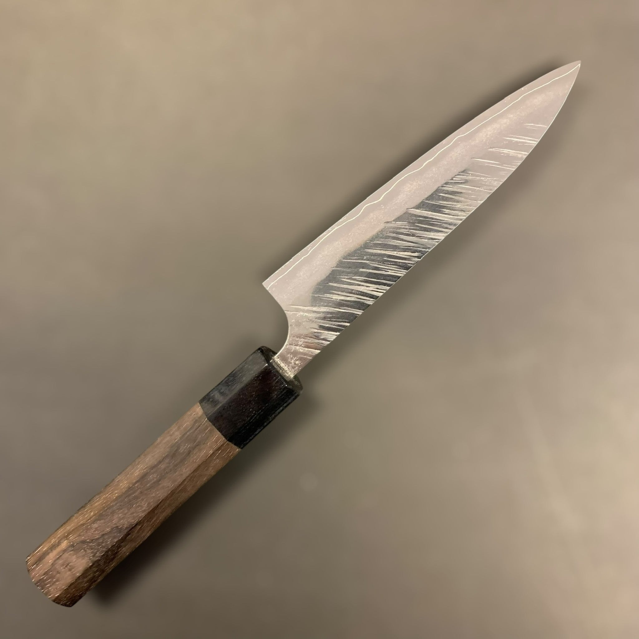 Yu Kurosaki Fujin SG2 Petty 120 mm, front face with kanji, wa handle visible.