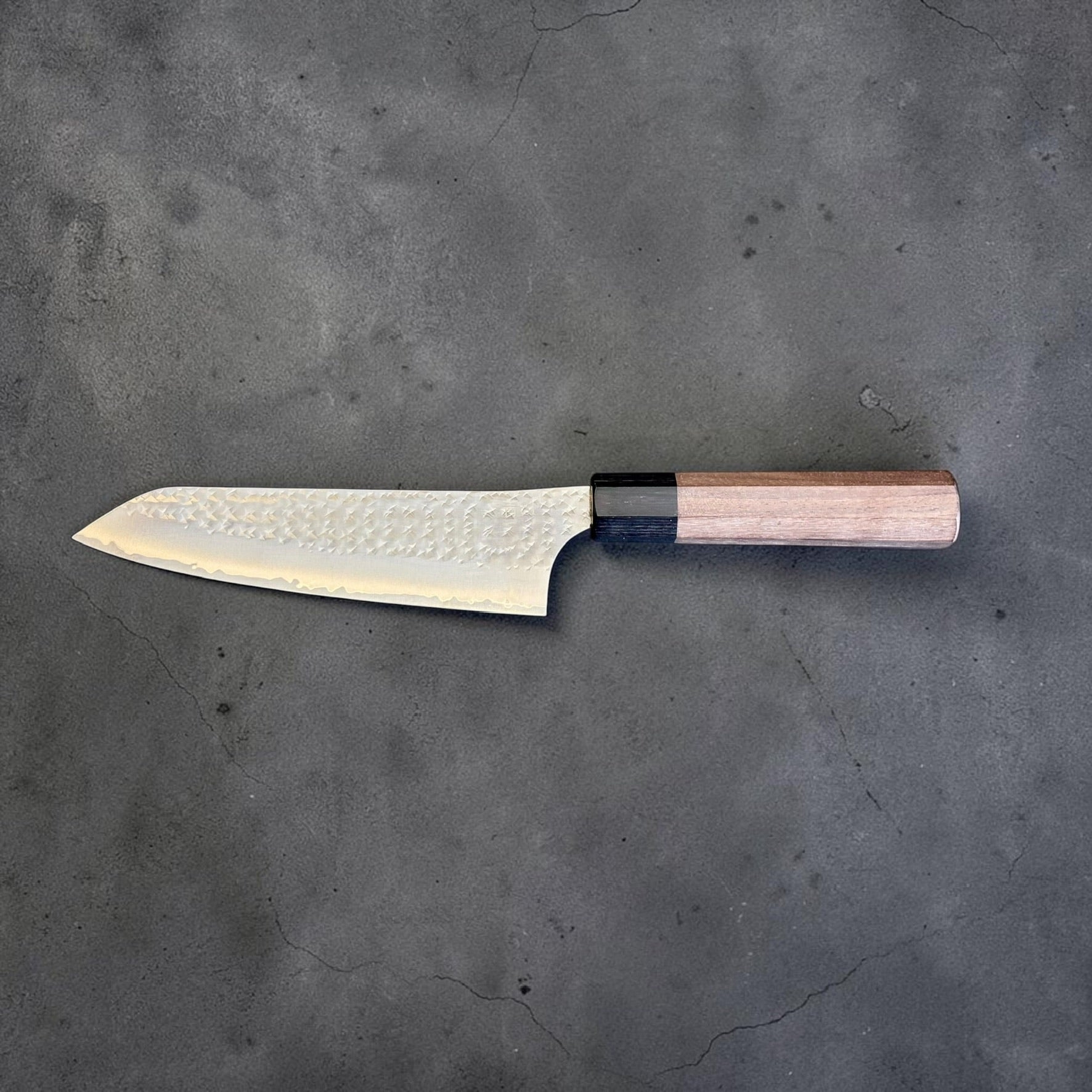 Yu Kurosaki Kokusen AS Bunka 165mm full profile with hammered blade and rosewood octagon wa handle