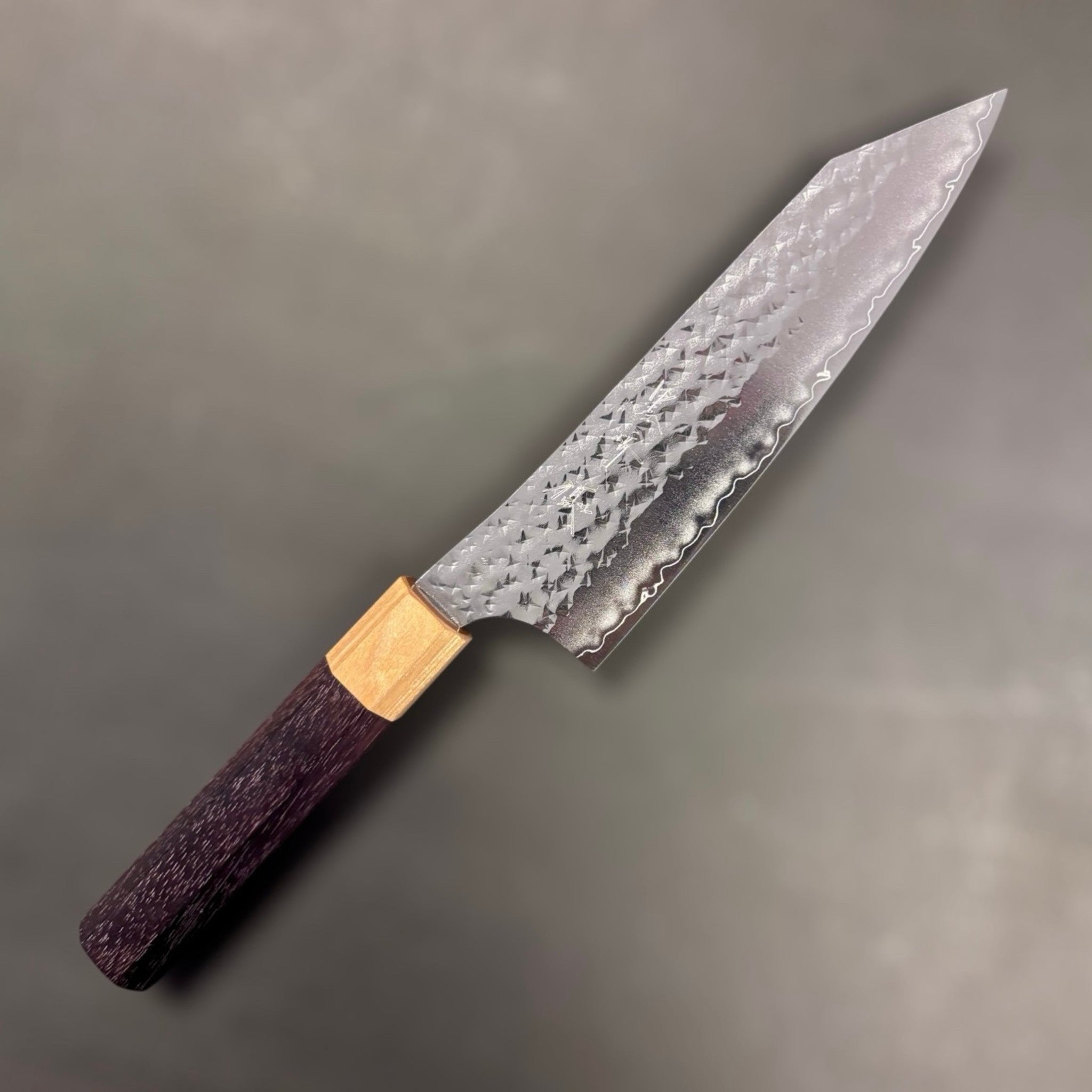 Yu Kurosaki Senko Ei SG2 Bunka 170 mm, left-side blade view with hammered pattern and pointed tip.