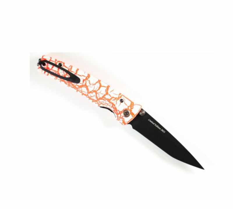 2023 Limited Edition Mcusta Katana VG-10 Core San Mai Orange/white 4.25" Folding knife - Tokushu Knife