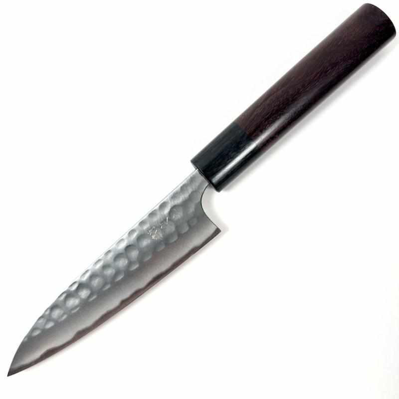 Anryu Knives Aogami #2 Stainless Clad Tsuchime 120mm petty With Rosewood Circle Wa Handle Ikeda San - Tokushu Knife