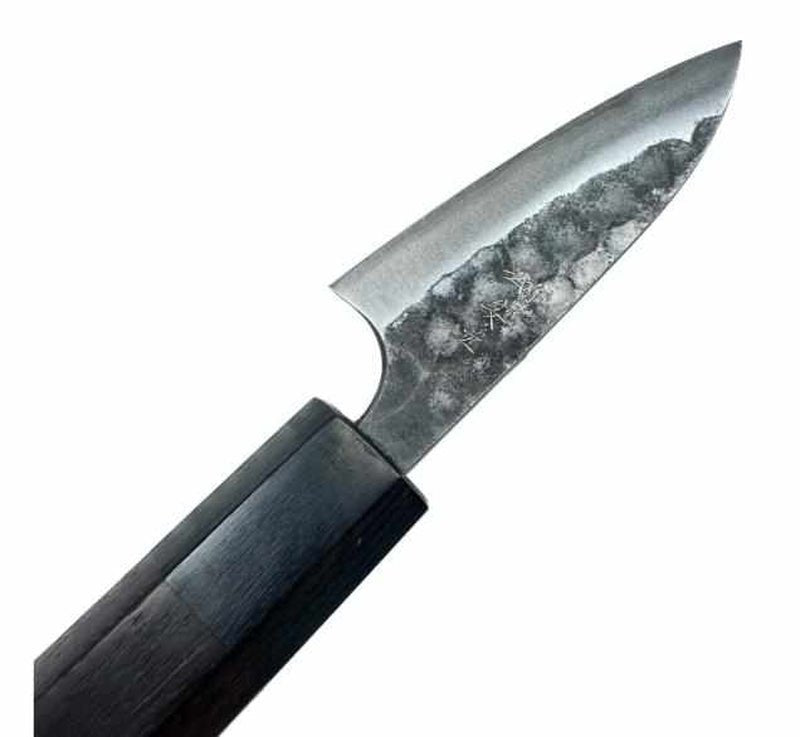 Anryu Knives Aogami Super Stainless Clad 75mm Petty Kurouchi Tsuchime - Tokushu Knife
