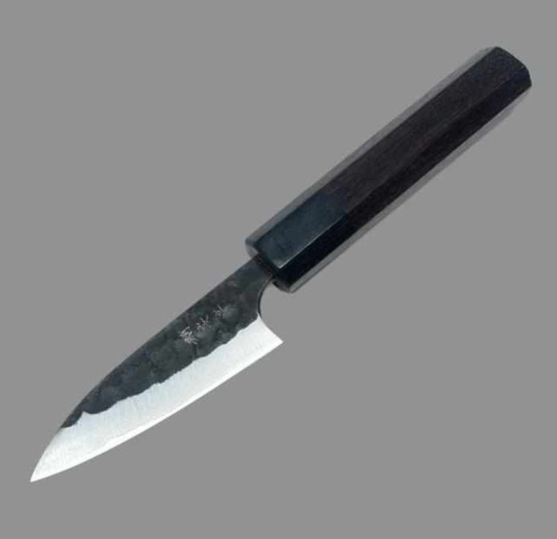 Anryu Knives Aogami Super Stainless Clad 75mm Petty Kurouchi Tsuchime - Tokushu Knife