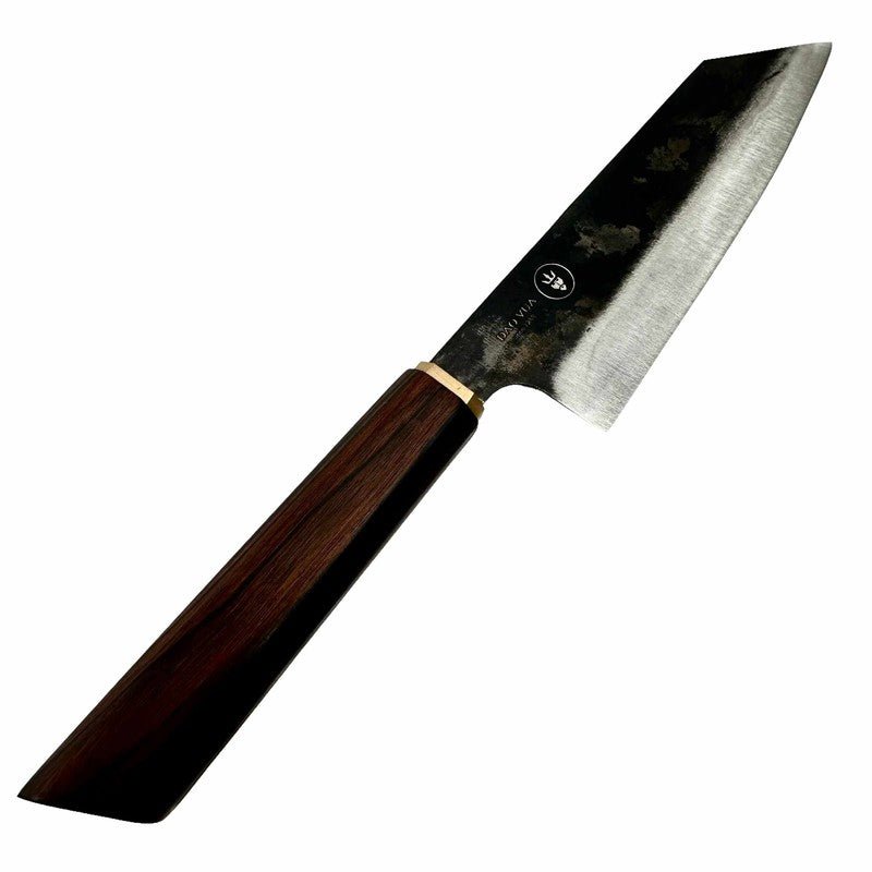 Dao Vua Special Edition Bunka Carbon Steel Kurouchi Ebony and Brass Wa Handle - Tokushu Knife