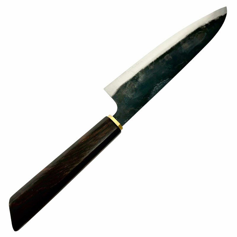 Dao Vua Special Edition Gyuto 210mm Carbon Steel Kurouchi Ebony and Brass Wa Handle - Tokushu Knife