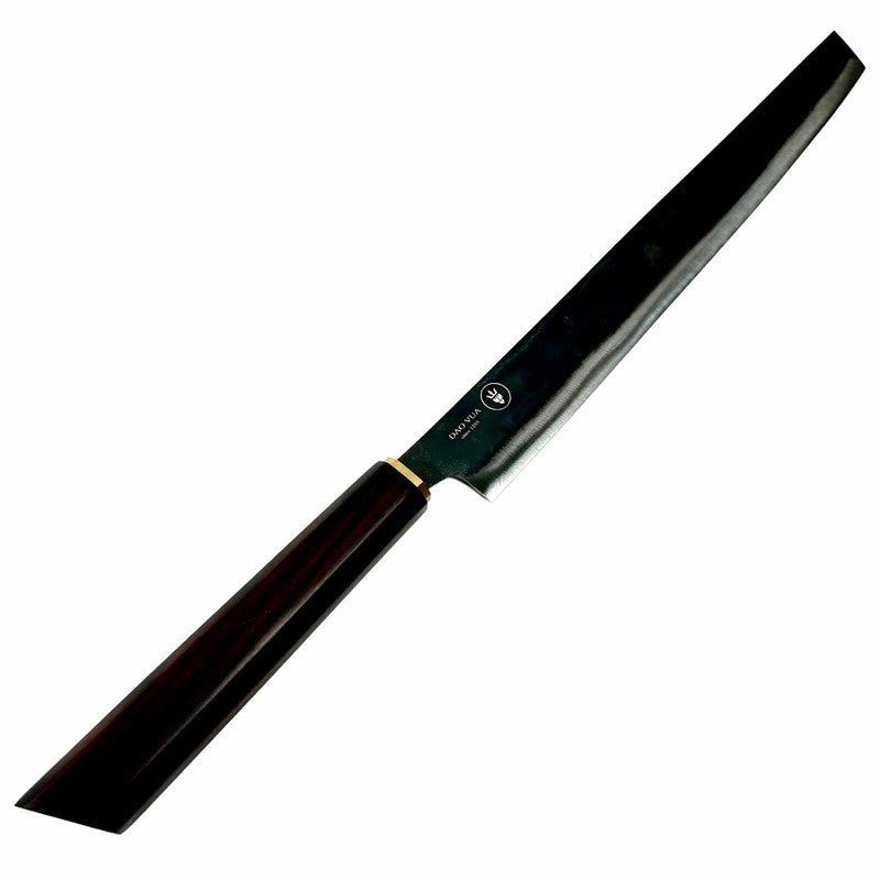 Dao Vua Special Edition Sakimaru Sujihiki 330mm Slicer Carbon Steel Kurouchi Ebony and Brass Wa Handle - Tokushu Knife