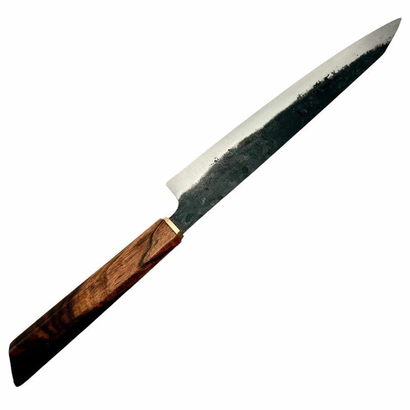 Dao Vua Special Edition Sujihiki 270mm Slicer Carbon Steel Kurouchi Ebony and Brass Wa Handle - Tokushu Knife