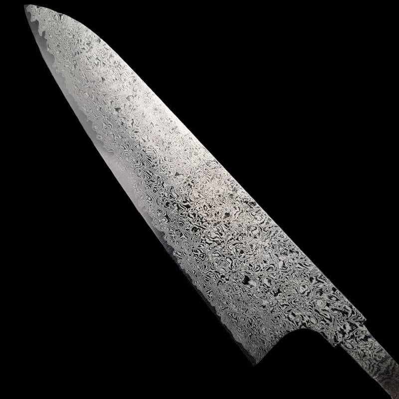 HATSUKOKORO Ginyo Tsuchime Damascus Silver #3 Gyuto 210mm (no handle) - Tokushu Knife