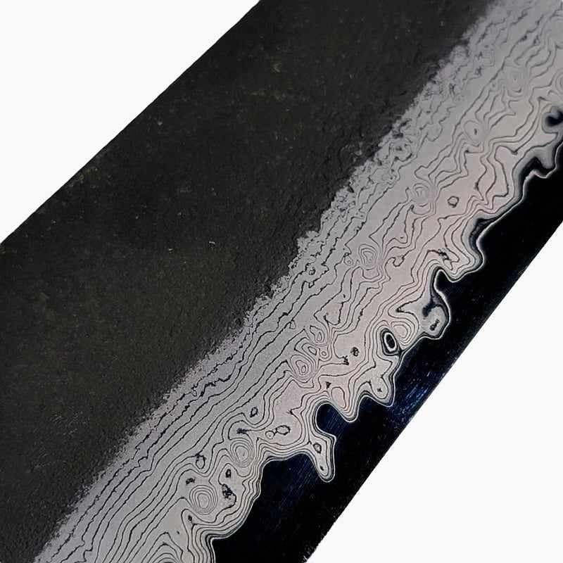 HATSUKOKORO Shinkiro Damascus Kurouchi Blue Super Steel Gyuto 210mm (no handle) - Tokushu Knife