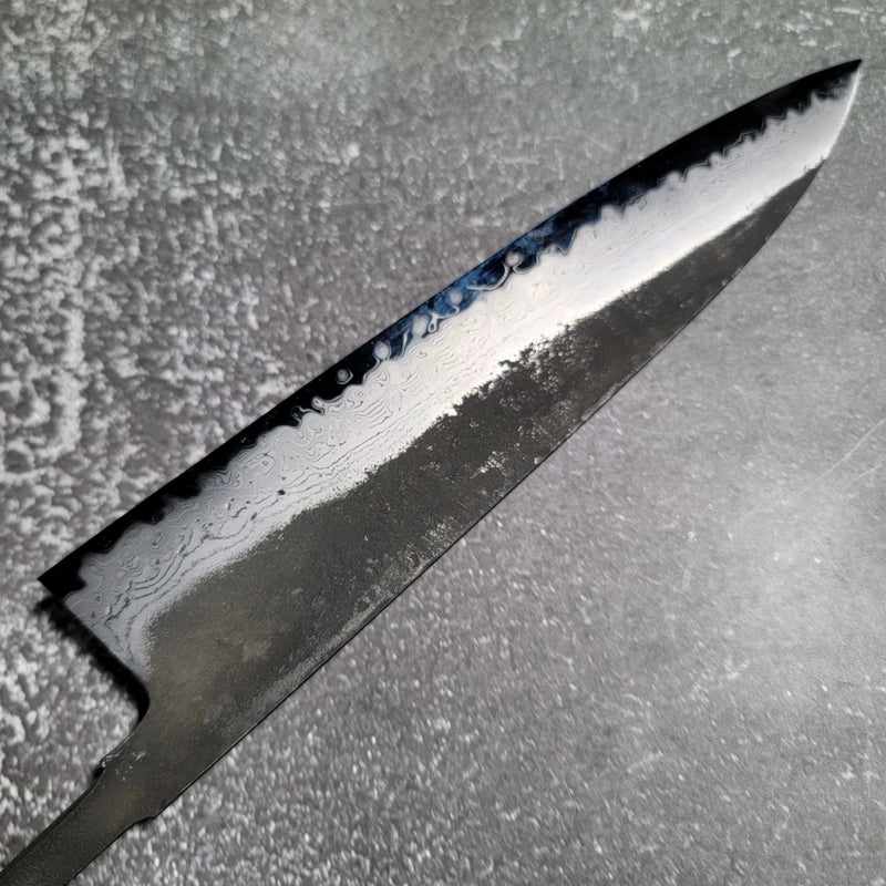 HATSUKOKORO Shinkiro Damascus Kurouchi Blue Super Steel Gyuto 210mm (no handle) - Tokushu Knife