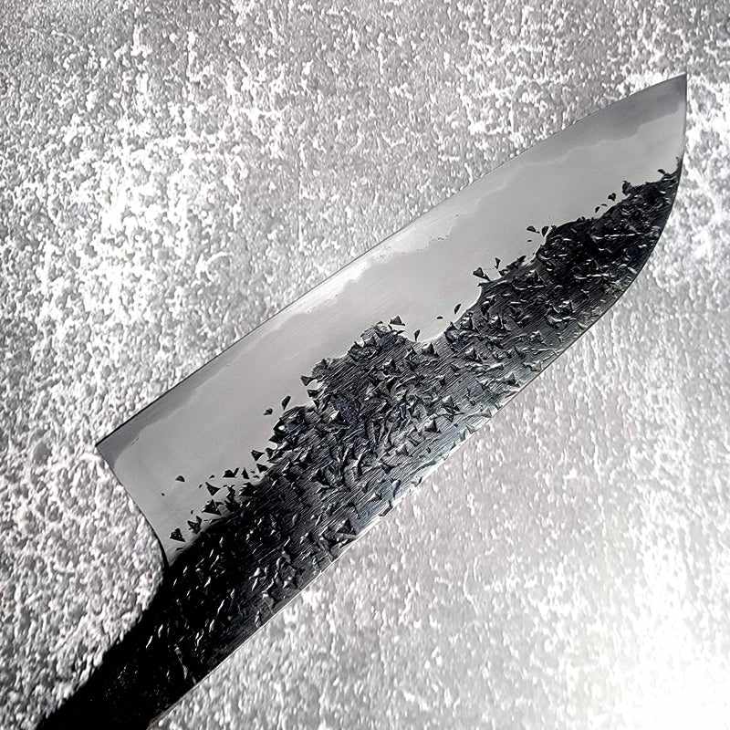 Kisuke Manaka Hon-Warikomi Kurouchi Tsuchime Blue #1 165mm Santoku. Blade Only Tokushu Knife.