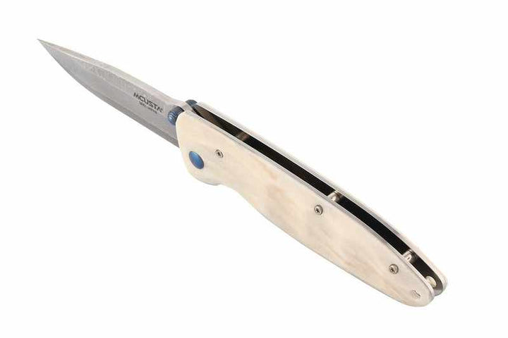 Mcusta MC-19D Classic Wave VG-10 Core Damascus White Corian 4.37" Folding Knife - Tokushu Knife