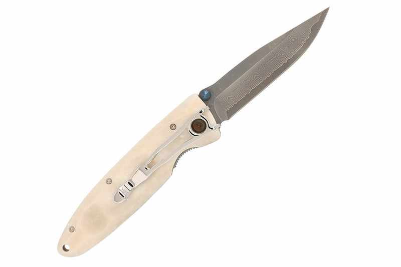 Mcusta MC-19D Classic Wave VG-10 Core Damascus White Corian 4.37" Folding Knife - Tokushu Knife