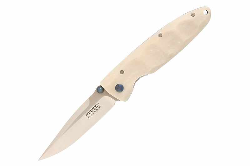 Mcusta MC-19V Classic Wave VG-10 Blade White Corian 4.37" Folding Knife - Tokushu Knife