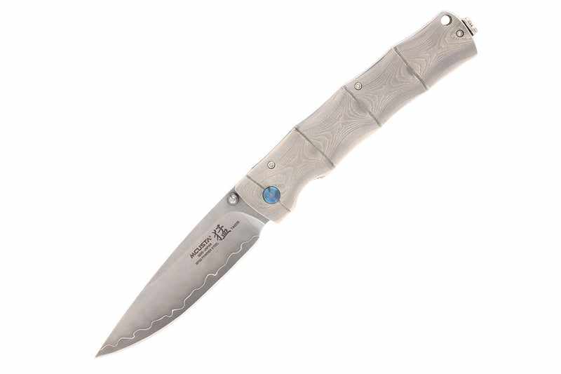 Mcusta MC-202G Shinra Maxima Takeri SPG2 San Mai Damascus Handle 4.5" Folding knife - Tokushu Knife
