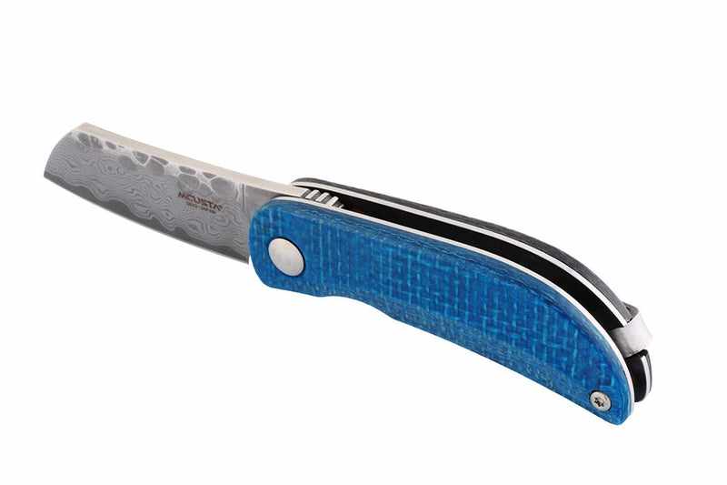 Mcusta MC-212D Petit VG-10 Core Damascus Blue/Black Micarta 2.75" Folding Knife - Tokushu Knife