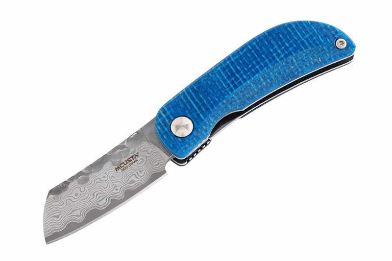 Mcusta MC-212D Petit VG-10 Core Damascus Blue/Black Micarta 2.75" Folding Knife - Tokushu Knife