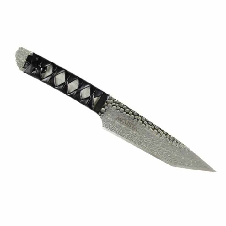 Mcusta MC-241 Damascus SPG2 Core Leather/Stingray 11.125" Fixed Blade Tanto - Tokushu Knife