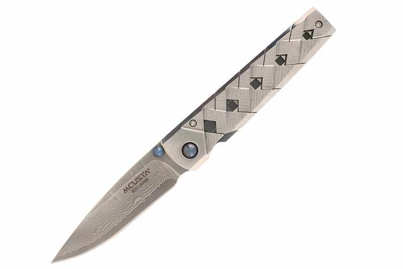 Mcusta MC-37D Shinra Katana VG-10 Core Damascus Blade Damascus Handle 3.56" Folding Knife - Tokushu Knife