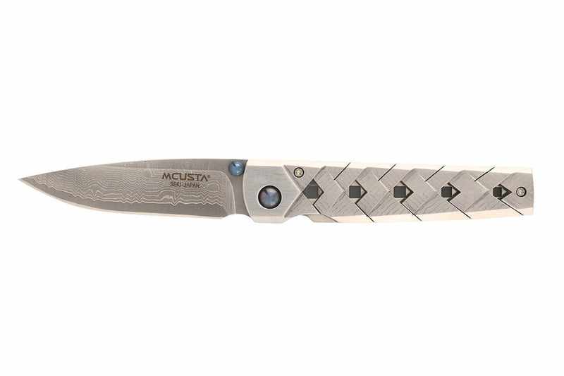Mcusta MC-37D Shinra Katana VG-10 Core Damascus Blade Damascus Handle 3.56" Folding Knife - Tokushu Knife