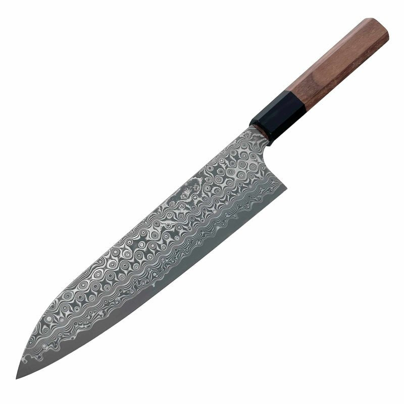 NIGARA ANMON Kurozome Damascus SG2 210mm Gyuto Tokushu Knife.