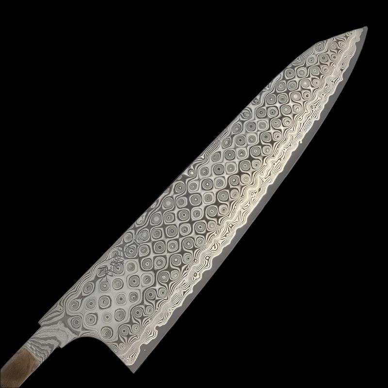 NIGARA ANMON Kurozome Damascus SG2 240mm Gyuto No Handle - Tokushu Knife