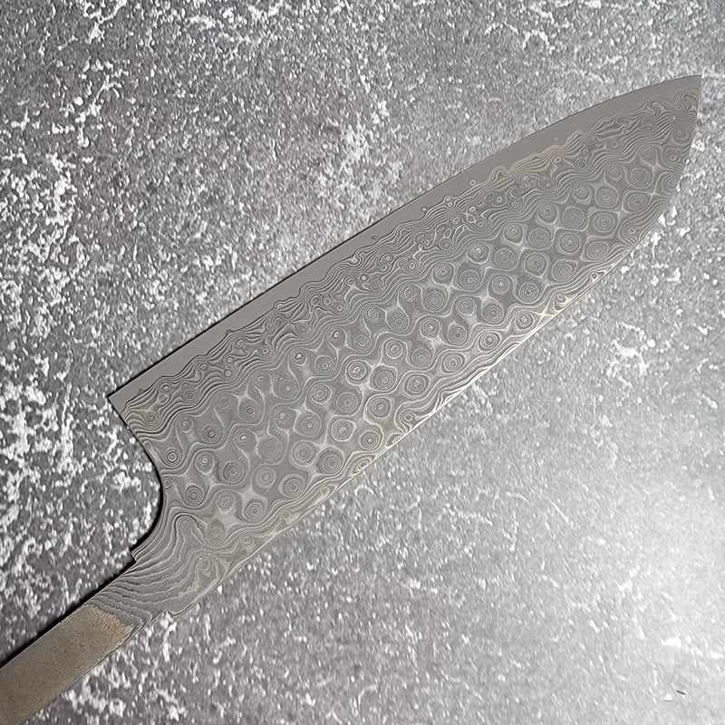 Nigara Kurozome Damascus 180mm SG2 Santoku No Handle Tokushu Knife.