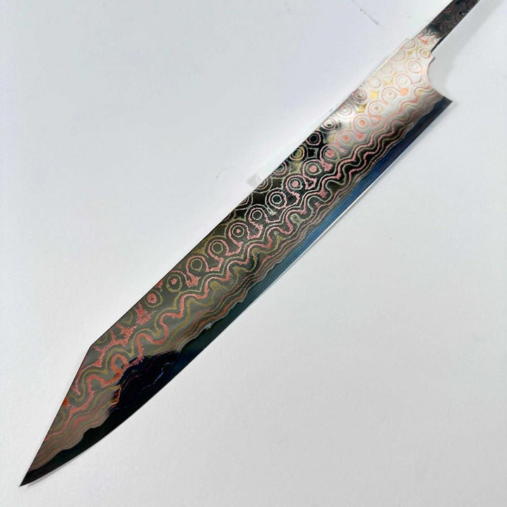 Nigara Polished Kurozome Rainbow Damascus Aogami #2 255mm Kiritsuke Sujihiki No Handle - Tokushu Knife
