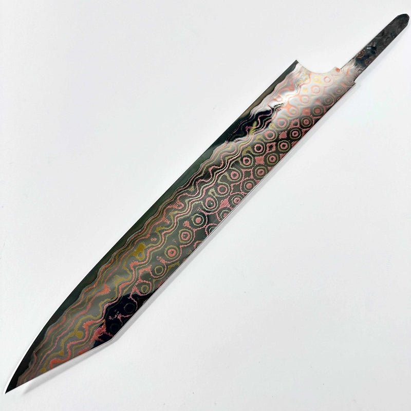 Nigara Polished Kurozome Rainbow Damascus Aogami #2 255mm Kiritsuke Sujihiki No Handle - Tokushu Knife