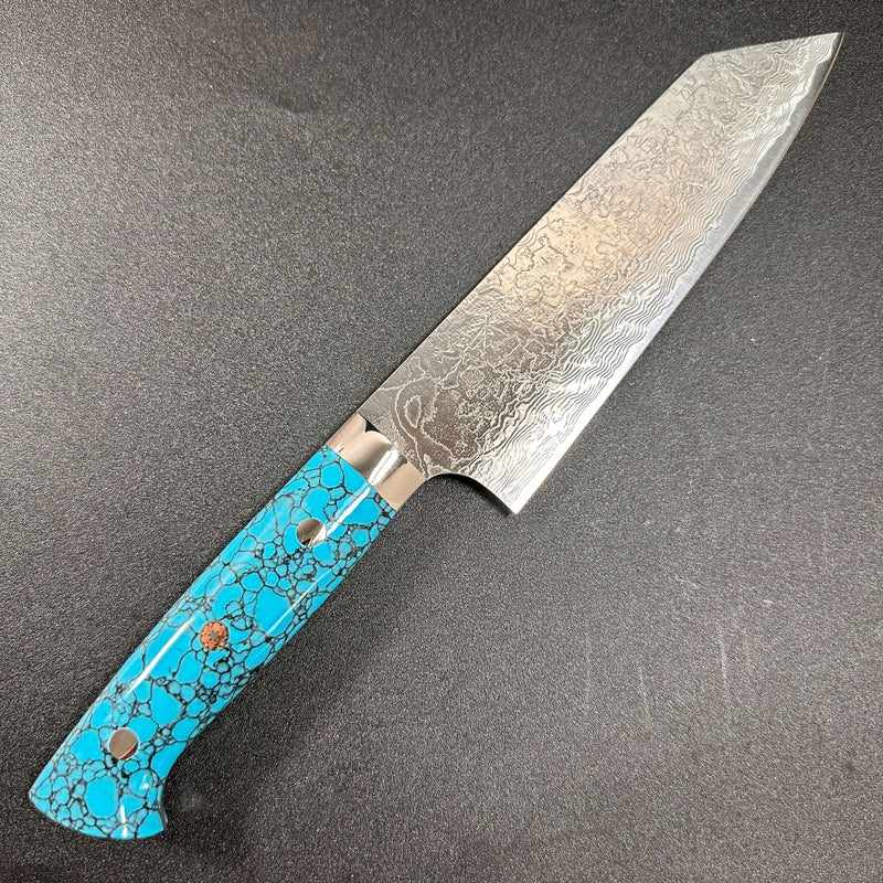 Saji Hamono / Takeshi Saji R2 Diamond Damascus SG2 Steel 180mm Bunka Turquoise Handle - Tokushu Knife