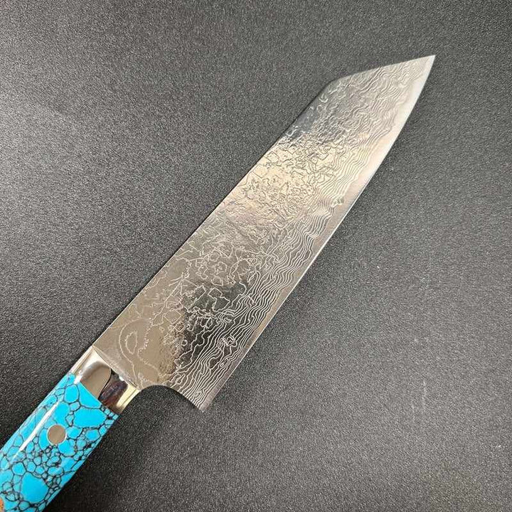 Saji Hamono / Takeshi Saji R2 Diamond Damascus SG2 Steel 180mm Bunka Turquoise Handle - Tokushu Knife