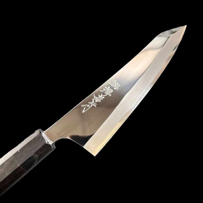 Sakai Takayuki Hienn Series by Itsuo Doi Blue #2 Hammer Forged Ni Mai Kengata-Deba 180mm with Saya Sheath - Tokushu Knife
