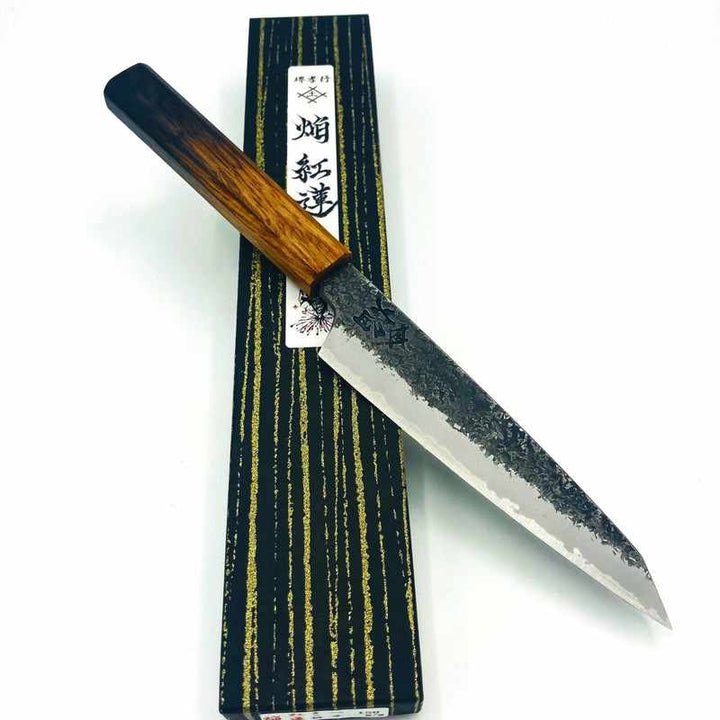 Sakai Takayuki Itsuo Doi Guren Aogami #2 150mm Petty With Burnt Oak Wa Handle Tokushu Knife.