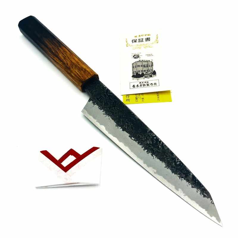 Sakai Takayuki Itsuo Doi Guren Aogami #2 150mm Petty With Burnt Oak Wa Handle Tokushu Knife.