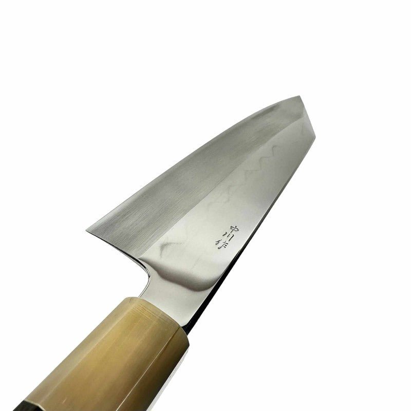 Satoshi Nakagawa White #3 Honyaki Bunka 180mm Ebony White Handle - Tokushu Knife