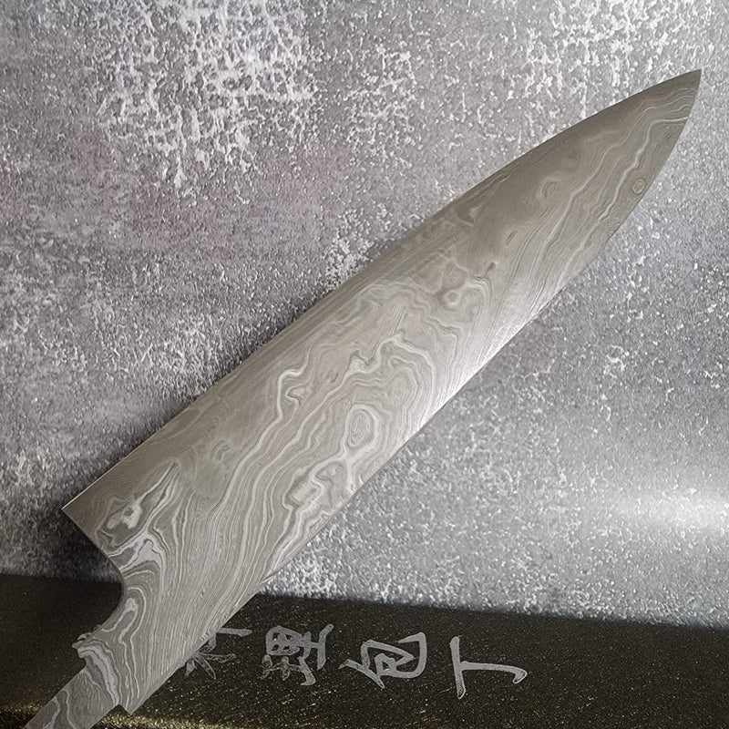 Shoichi Hashimoto Yuuzan White #2 / Blue #2 Damascus 210mm Gyuto x Myojin Sharpened  BLADE ONLY Only one in existence Tokushu Knife.