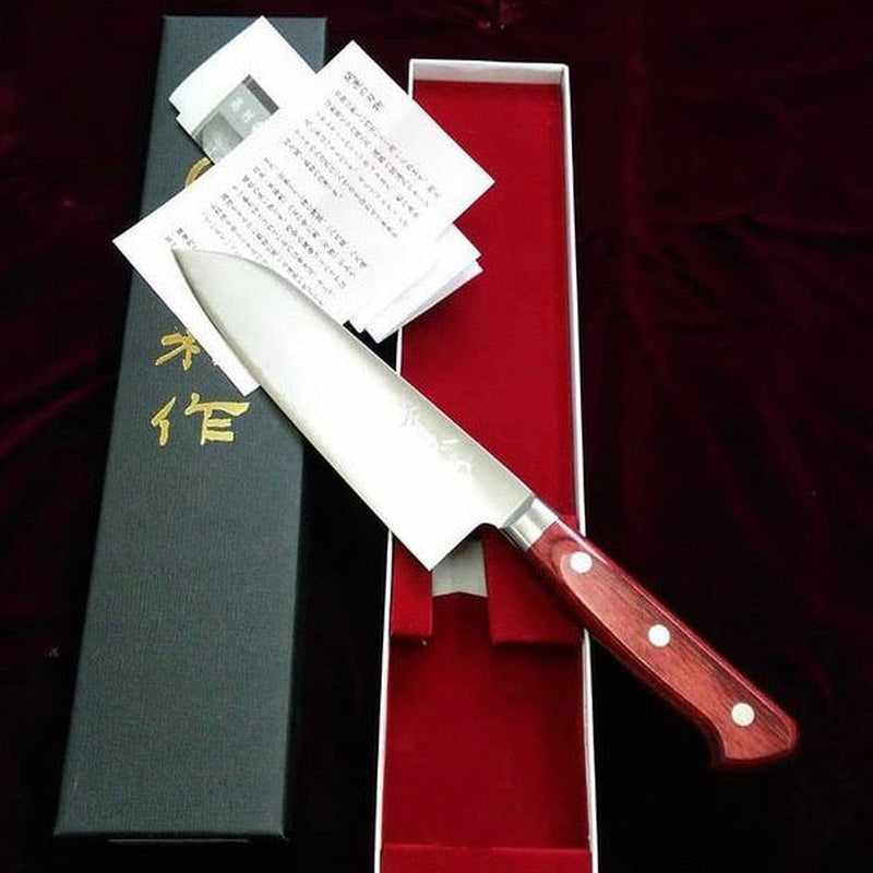 Takamura SG2 Migaki 170mm Santoku with Red Western Handle Tokushu Knife.