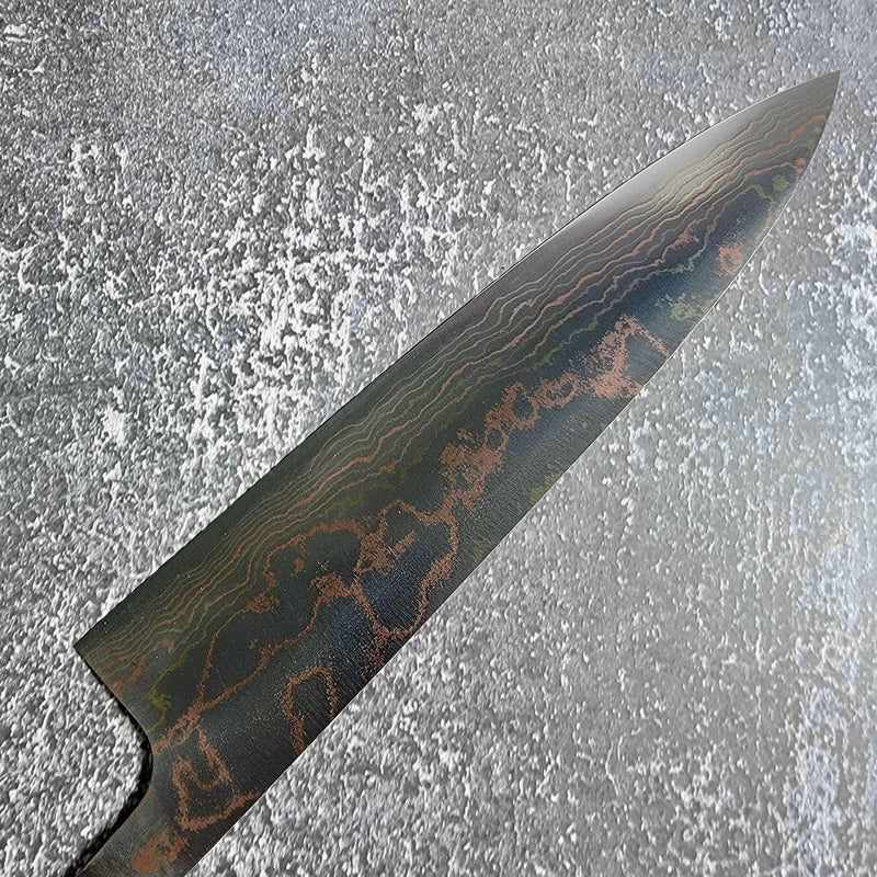 Takeshi Saji Aogami #2 Rainbow Damascus 210mm Gyuto  No Handle Tokushu Knife.