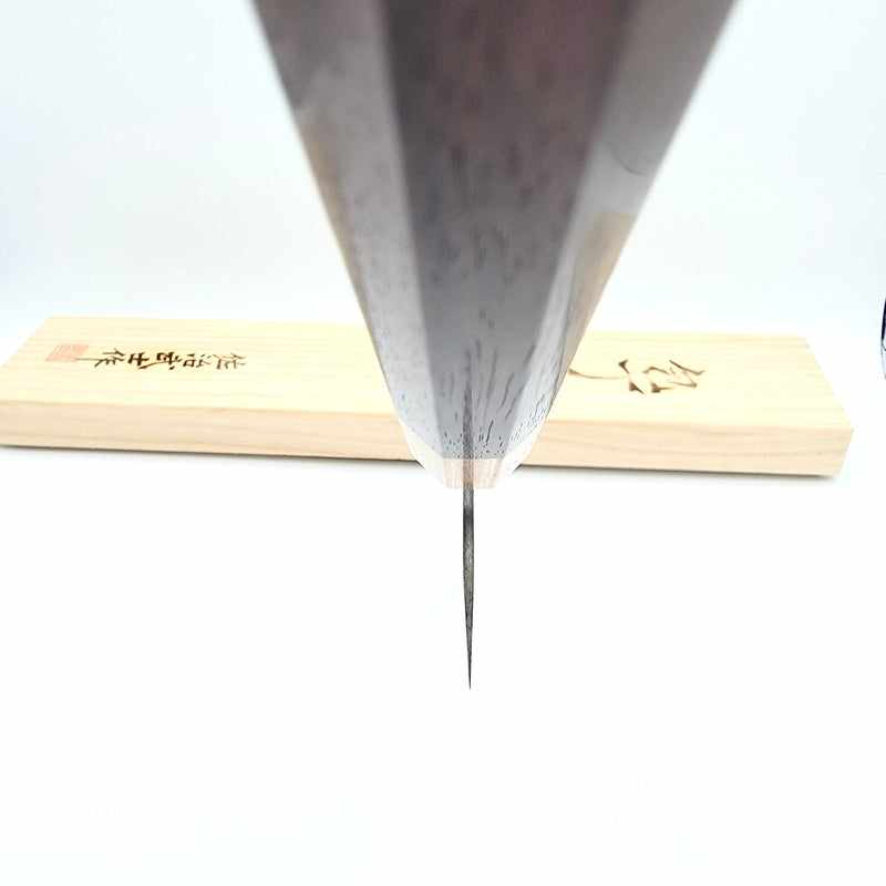 Takeshi Saji Rainbow VG10 240mm Gyuto with Rosewood Handle and White top Tokushu Knife.