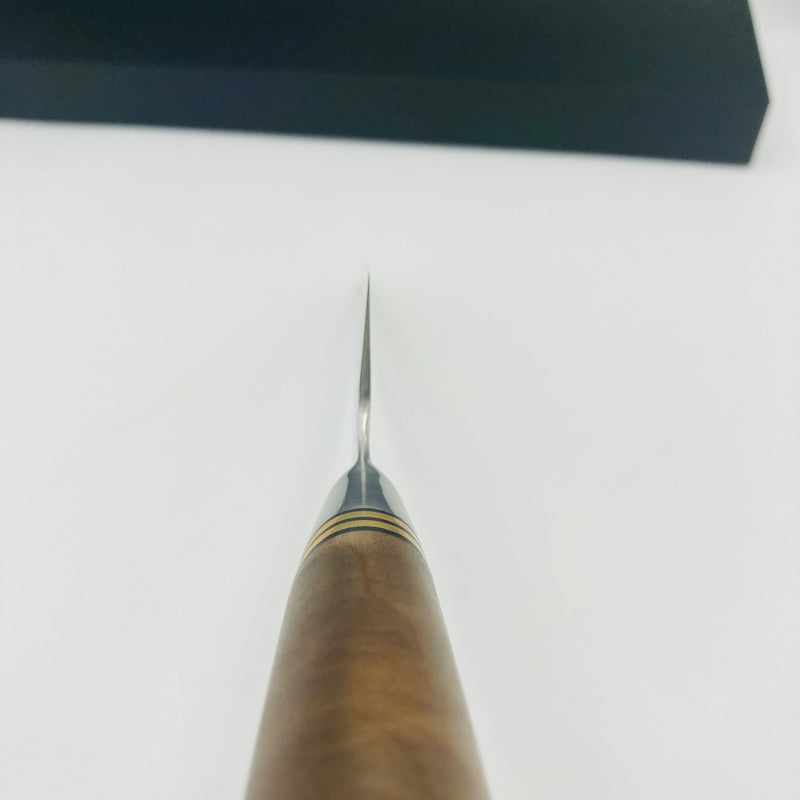 Takeshi Saji SG2 Polished Tsuchime 240mm Gyuto with Quince Western Handle Tokushu Knife.