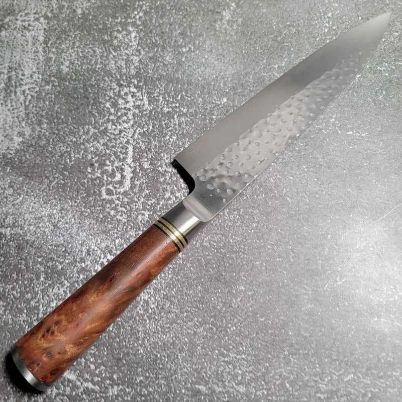 Takeshi Saji SG2 Tsuchime 210mm Gyuto with Chinese Quince Wood Handle Tokushu Knife.