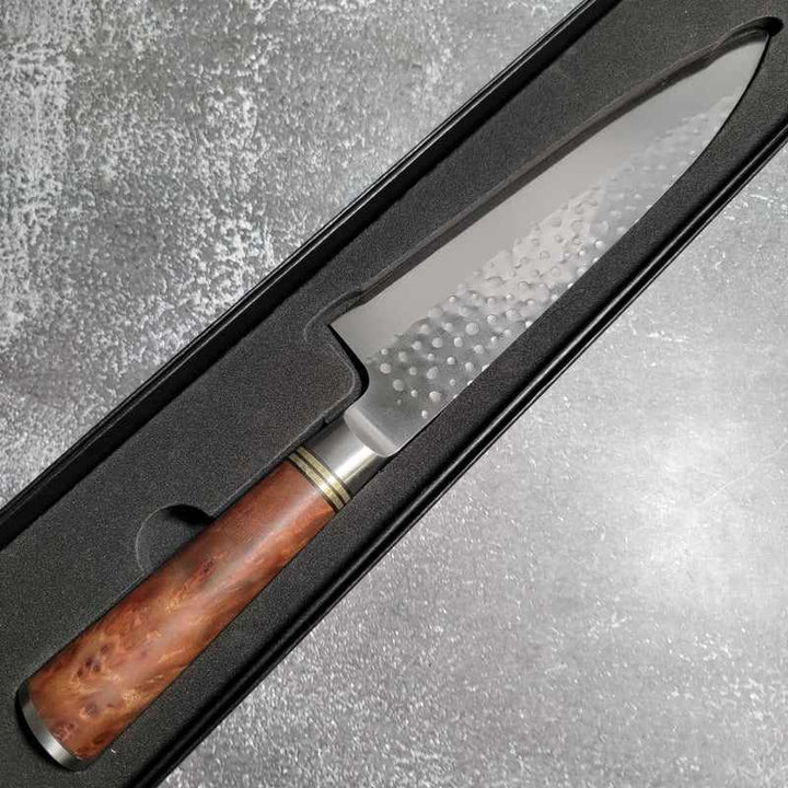 Takeshi Saji SG2 Tsuchime 210mm Gyuto with Chinese Quince Wood Handle Tokushu Knife.
